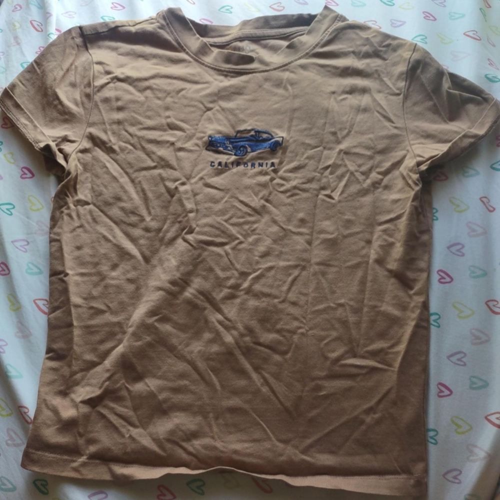 Tan Short Sleeve Crew Neck Tee